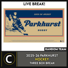 Load image into Gallery viewer, 2025-26 PARKHURST HOCKEY 3 BOX BREAK #H3796 - RANDOM TEAM