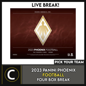 2023 PANINI PHOENIX FOOTBALL 4 BOX BREAK #F3074 - PICK YOUR TEAM