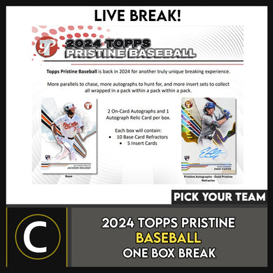 2024 TOPPS PRISTINE BASEBALL 1 BOX BREAK #A3204 - PICK YOUR TEAM