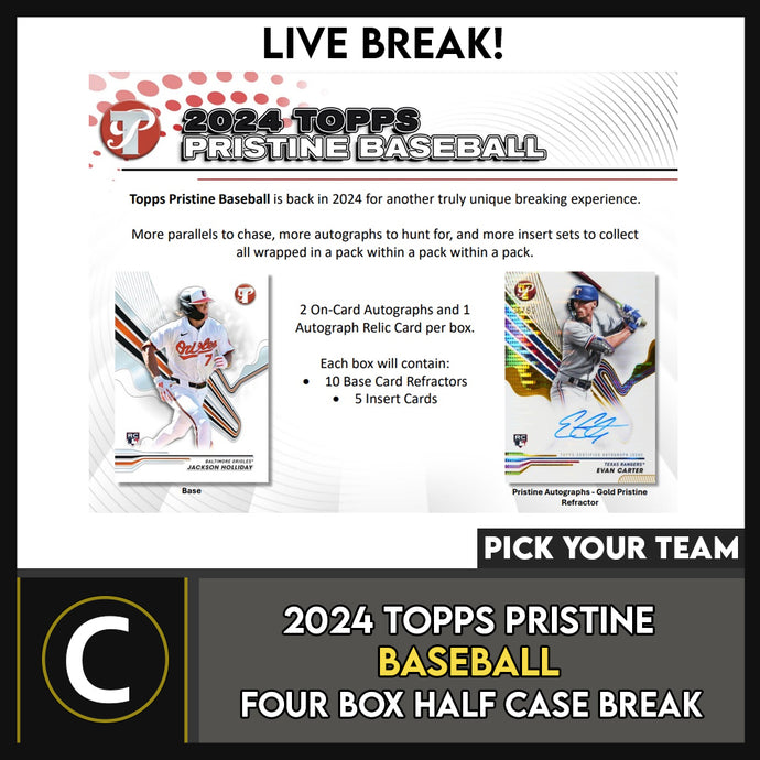 2024 TOPPS PRISTINE BASEBALL 4 BOX (FULL CASE) BREAK #A3202 - PICK YOUR TEAM