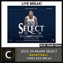 Load image into Gallery viewer, 2023-24 PANINI SELECT BASKETBALL 3 BOX BREAK #B3086 - PICK YOUR TEAM