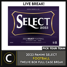 Load image into Gallery viewer, 2023 PANINI SELECT FOOTBALL 12 BOX (FULL CASE) BREAK #F3138 - PICK YOUR TEAM