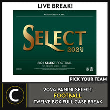 Load image into Gallery viewer, 2024 PANINI SELECT FOOTBALL 12 BOX (FULL CASE) BREAK #F3268 - PICK YOUR TEAM
