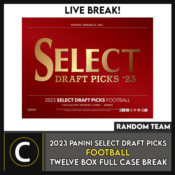 2023 National Break 2023 Panini Select Draft Picks Football Hobby 12 Box  FULL CASE Break #1 RAND 