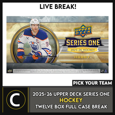 2025-26 UPPER DECK SERIES 1 HOCKEY 12 BOX (FULL CASE) BREAK #H3656 - PICK YOUR TEAM