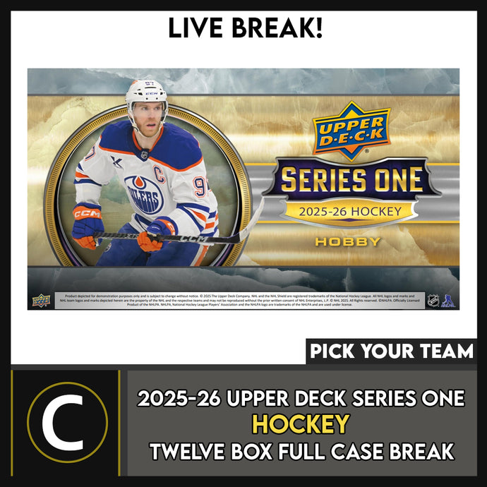 2025-26 UPPER DECK SERIES 1 HOCKEY 12 BOX (FULL CASE) BREAK #H3656 - PICK YOUR TEAM