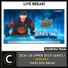 Load image into Gallery viewer, 2024-25 UPPER DECK SERIES 1 HOCKEY 3 BOX BREAK #H3372 - RANDOM TEAM