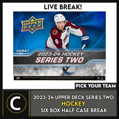 2023-24 UPPER DECK SERIES 2 HOCKEY 6 BOX (HALF CASE) BREAK #H3140 - PICK YOUR TEAM