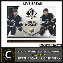 Load image into Gallery viewer, 2022-23 UPPER DECK SP AUTHENTIC HOCKEY 16 BOX (FULL CASE) BREAK #H3101 - PICK YOUR TEAM