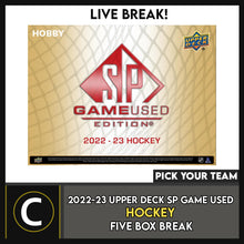 Load image into Gallery viewer, 2022-23 UPPER DECK SP GAME USED HOCKEY 5 BOX BREAK #H3078 - PICK YOUR TEAM