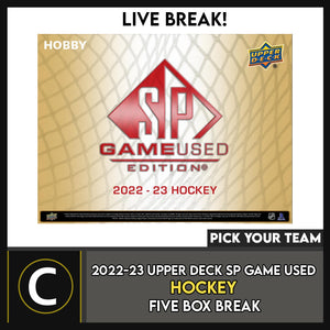 2022-23 UPPER DECK SP GAME USED HOCKEY 5 BOX BREAK #H3078 - PICK YOUR TEAM
