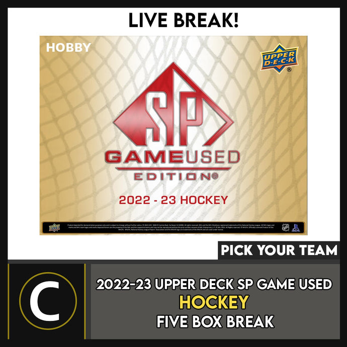 2022-23 UPPER DECK SP GAME USED HOCKEY 5 BOX BREAK #H3062 - PICK YOUR TEAM