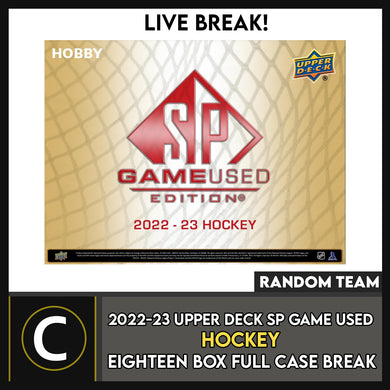 2022-23 UPPER DECK SP GAME USED HOCKEY 18 BOX (FULL CASE) BREAK #H3022 - RANDOM TEAM