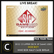 Load image into Gallery viewer, 2022-23 UPPER DECK SP GAME USED HOCKEY 9 BOX (HALF CASE) BREAK #H3020 - PICK YOUR TEAM