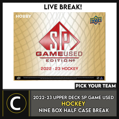 2022-23 UPPER DECK SP GAME USED HOCKEY 9 BOX (HALF CASE) BREAK #H3283 - PICK YOUR TEAM