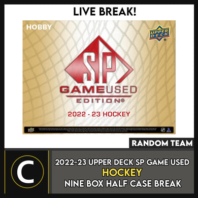 2022-23 UPPER DECK SP GAME USED HOCKEY 9 BOX (HALF CASE) BREAK #H3023 - RANDOM TEAM