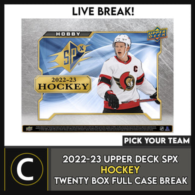 2022-23 UPPER DECK SPX HOCKEY 20 BOX (FULL CASE) BREAK #H3009 - PICK YOUR TEAM