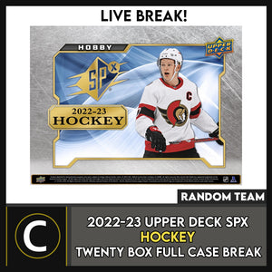 2022-23 UPPER DECK SPX HOCKEY 20 BOX (FULL CASE) BREAK #H3012 - RANDOM TEAM