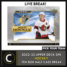 Load image into Gallery viewer, 2022-23 UPPER DECK SPX HOCKEY 5 BOX BREAK #H3011 - PICK YOUR TEAM