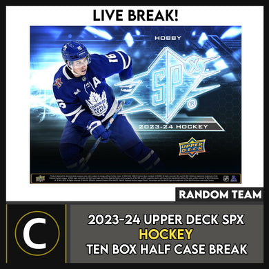 2023-24 UPPER DECK SPX HOCKEY 10 BOX (HALF CASE) BREAK #H3244 - RANDOM TEAM