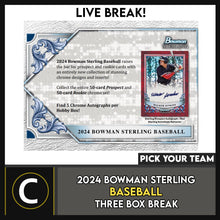 Load image into Gallery viewer, 2024 BOWMAN STERLING BASEBALL 3 BOX BREAK #A3235 - PICK YOUR TEAM