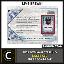 Load image into Gallery viewer, 2024 BOWMAN STERLING BASEBALL 3 BOX BREAK #A3239 - RANDOM TEAMS