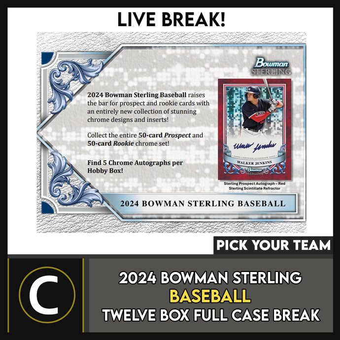 2024 BOWMAN STERLING BASEBALL 12 BOX (FULL CASE) BREAK #A3233 - PICK YOUR TEAM