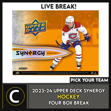 Load image into Gallery viewer, 2023-24 UPPER DECK SYNERGY HOCKEY 4 BOX BREAK #H3164 - PICK YOUR TEAM