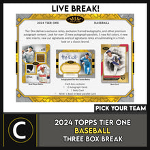 Load image into Gallery viewer, 2024 TOPPS TIER ONE BASEBALL 3 BOX BREAK #A3171 - PICK YOUR TEAM