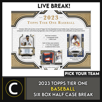 2023 TOPPS TIER ONE BASEBALL 6 BOX (HALF CASE) BREAK #A3038 - PICK YOUR TEAM