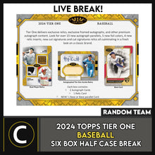 Load image into Gallery viewer, 2024 TOPPS TIER ONE BASEBALL 6 BOX (HALF CASE) BREAK #A3173 - RANDOM TEAMS