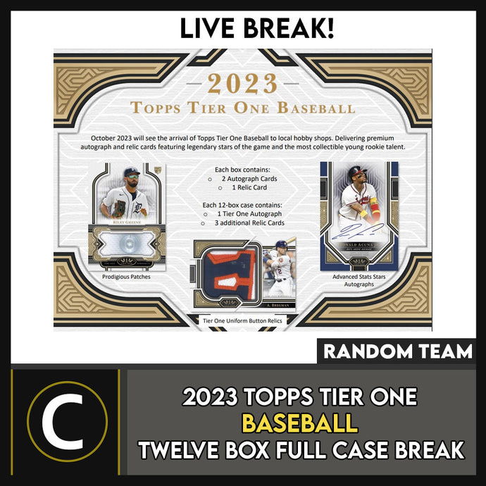 2023 TOPPS TIER ONE BASEBALL 6 BOX (HALF CASE) BREAK #A3041 - RANDOM TEAMS