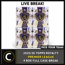 Load image into Gallery viewer, 2025/26 TOPPS ROYALTY PREMIER LEAGUE SOCCER 4 BOX (FULL CASE) BREAK #S3124 - PICK YOUR TEAM