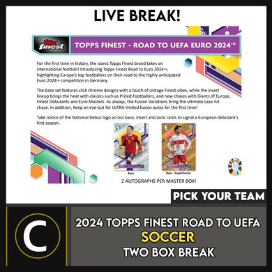 2024 TOPPS FINEST ROAD TO UEFA SOCCER 2 BOX BREAK #S3017 - PICK YOUR TEAM