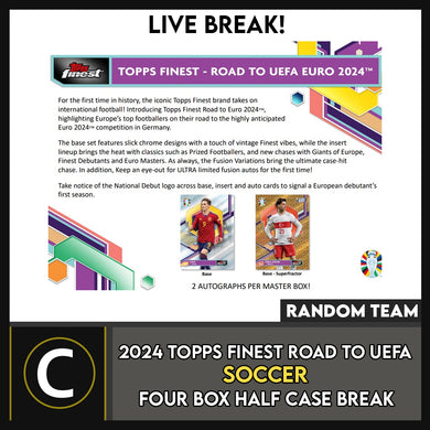 2024 TOPPS FINEST ROAD TO UEFA SOCCER 4 BOX (HALF CASE) BREAK #S3019 - RANDOM TEAMS