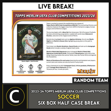 2023-24 TOPPS UEFA CLUB COMPETITIONS MERLIN CHROME SOCCER 6 BOX (HALF CASE) BREAK #S3040 - RANDOM TEAMS