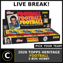 Load image into Gallery viewer, 2026 TOPPS HERITAGE FOOTBALL 3 BOXES BREAK #F3418 - PICK YOUR TEAM