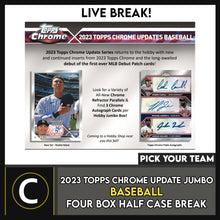 Load image into Gallery viewer, 2023 TOPPS CHROME UPDATE JUMBO BASEBALL 4 BOX (HALF CASE) BREAK #A3064 - PICK YOUR TEAM