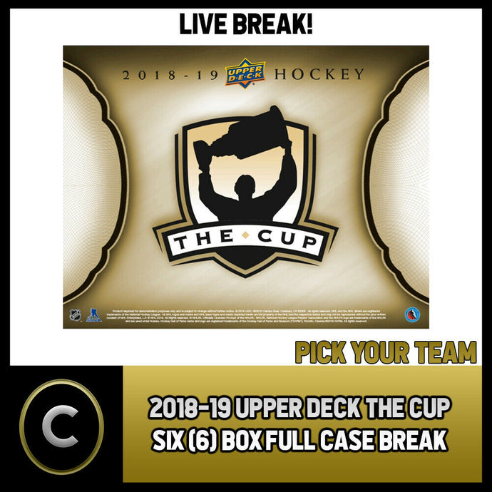 2018-19 UPPER DECK THE CUP 6 BOX (FULL CASE) BREAK #H561 - PICK YOUR TEAM -