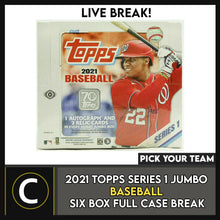 Load image into Gallery viewer, 2021 TOPPS SERIES 1 JUMBO BASEBALL 6 BOX FULL CASE BREAK #A1106 - PICK YOUR TEAM