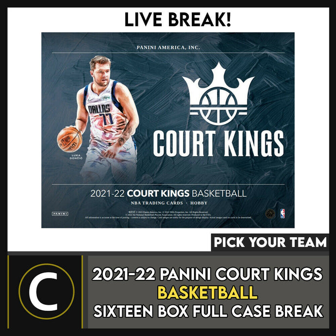 2021-22 PANINI COURT KINGS BASKETBALL 16 BOX CASE BREAK #B789 - PICK YOUR TEAM