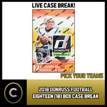 Load image into Gallery viewer, 2018 DONRUSS FOOTBALL 18 BOX CASE BREAK #F672 - PICK YOUR TEAM