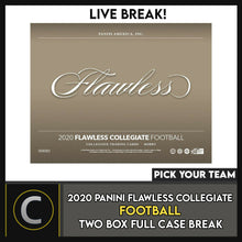 Load image into Gallery viewer, 2020 PANINI FLAWLESS COLLEGIATE 2 BOX (FULL CASE) BREAK #F663 - PICK YOUR TEAM