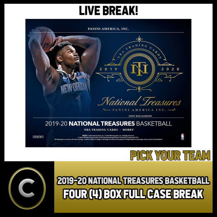 2019-20 NATIONAL TREASURES BASKETBALL 4 BOX (CASE) BREAK #B368 - PICK YOUR TEAM