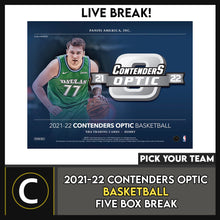 Load image into Gallery viewer, 2021-22 PANINI CONTENDERS OPTIC BASKETBALL 5 BOX BREAK #B878 - PICK YOUR TEAM