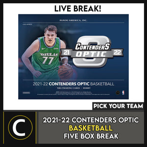 2021-22 PANINI CONTENDERS OPTIC BASKETBALL 5 BOX BREAK #B878 - PICK YOUR TEAM