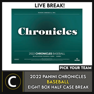 2022 PANINI CHRONICLES BASEBALL 8 BOX (HALF CASE) BREAK #A1510 - PICK YOUR TEAM