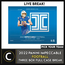 Load image into Gallery viewer, 2022 PANINI IMPECCABLE FOOTBALL 3 BOX (FULL CASE) BREAK #F1077 - PICK YOUR TEAM