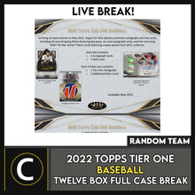 Load image into Gallery viewer, 2022 TOPPS TIER ONE BASESBALL 12 BOX (FULL CASE) BREAK #A1493 - RANDOM TEAM
