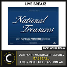 Load image into Gallery viewer, 2021 PANINI NATIONAL TREASURES BASEBALL 4 BOX CASE BREAK #A1310 - PICK YOUR TEAM